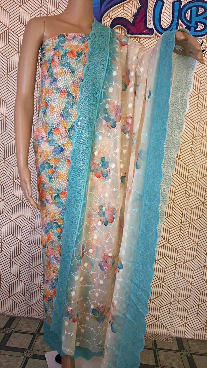 Georgette with thread work 2