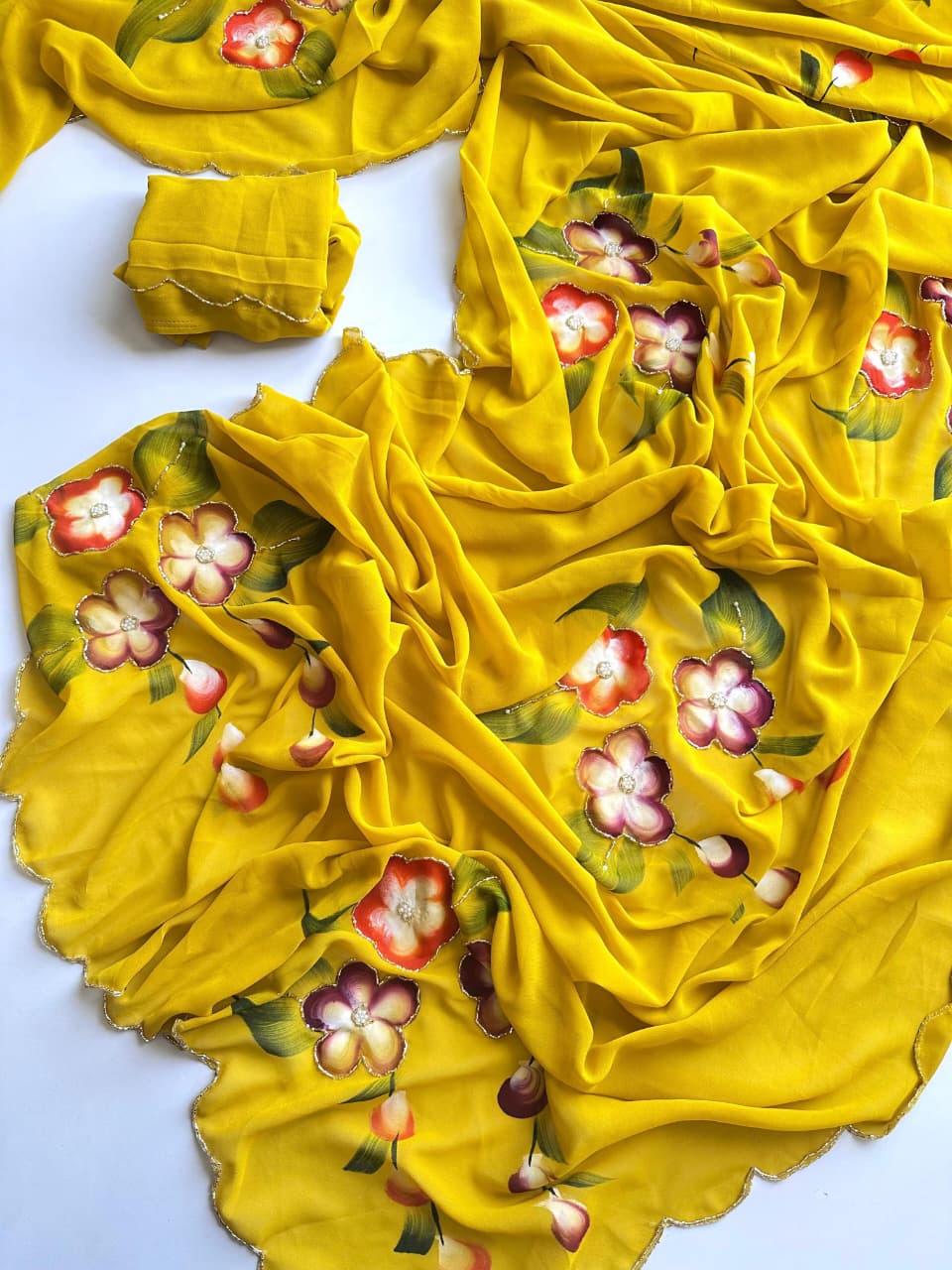 GEORGETTE SAREE WITH CUTDANA WORK